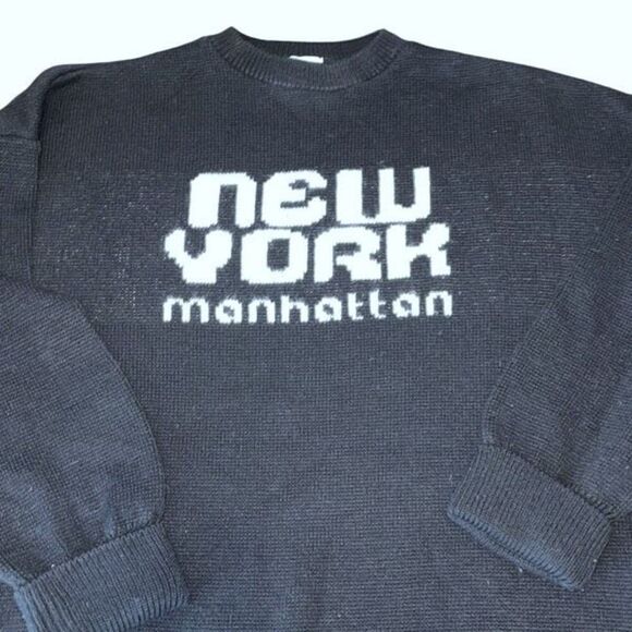 Topshop Curve Knit New York Sweater in Monochrome Black Size 8-10 Medium‎ - Picture 7 of 11